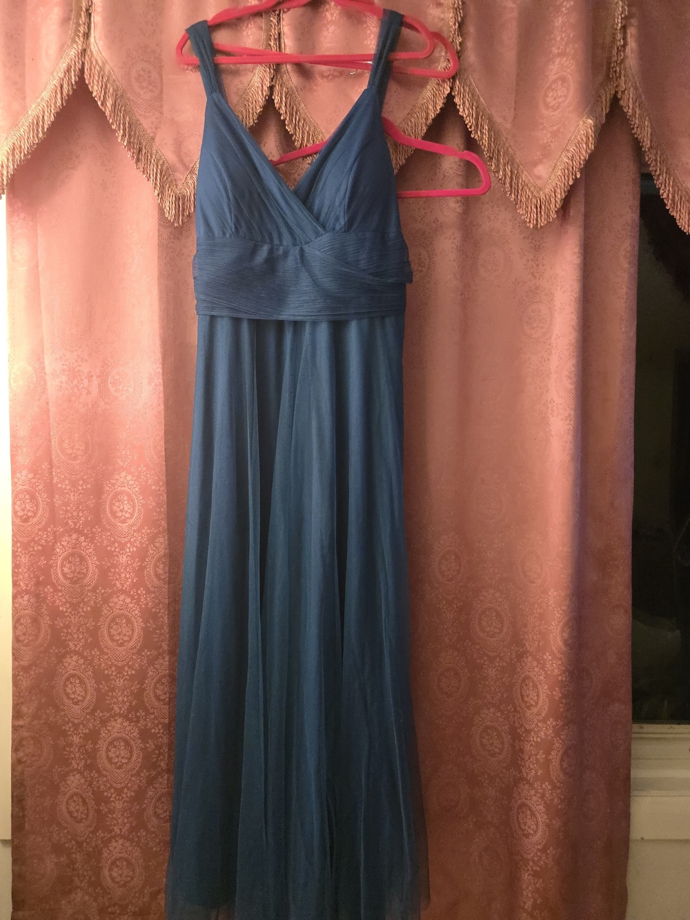 SHEIN Teal Blue Maxi V-Neck Evening Dress
